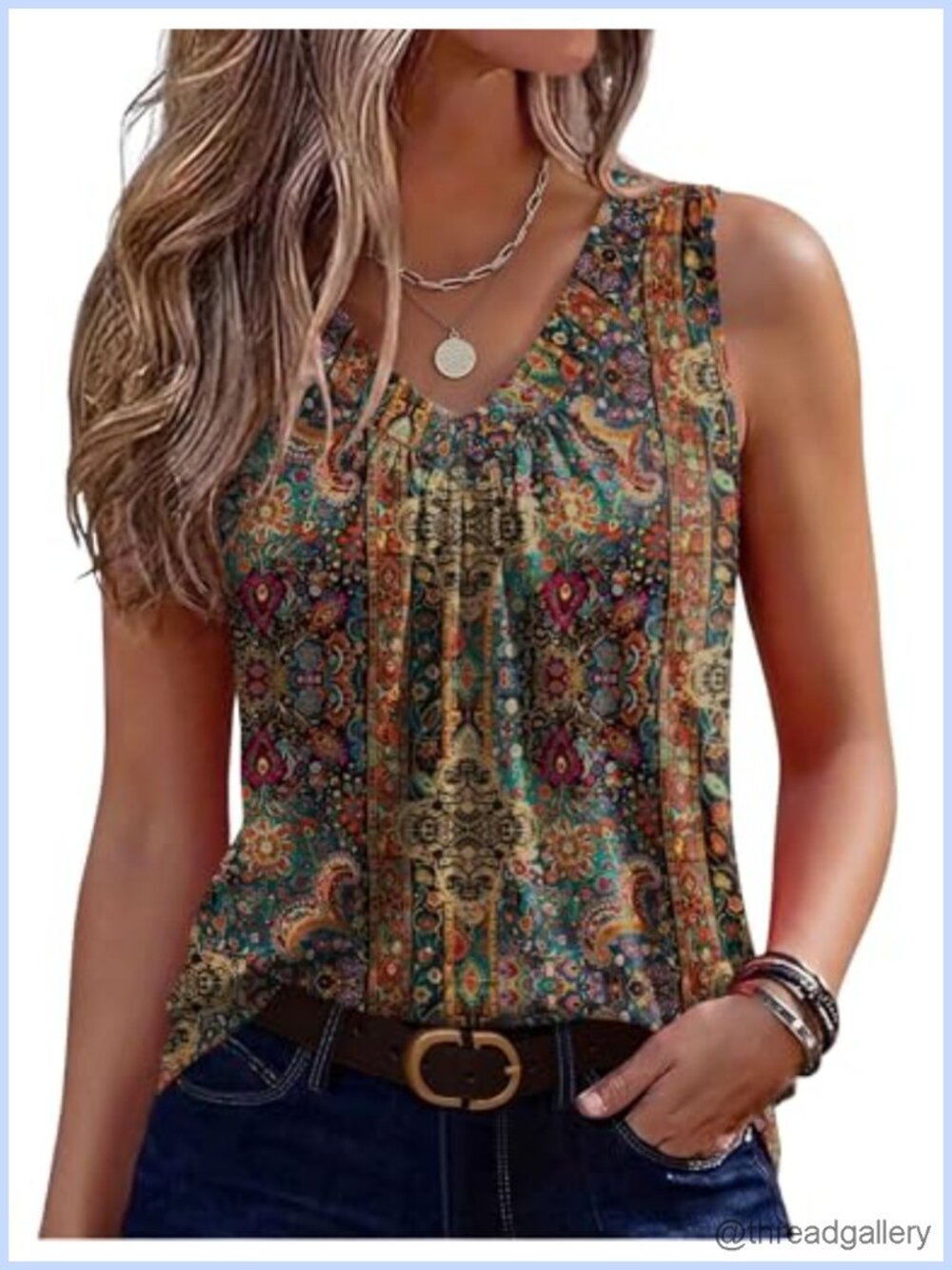 Womens Tank Top Summer Sleeveless V Neck Pleated Blouse